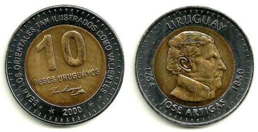 (121) Uruguay. 2000. 10 Pesos (SC)
