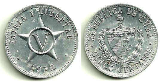 (34) Cuba. 1972. 5 Centavos (SC)