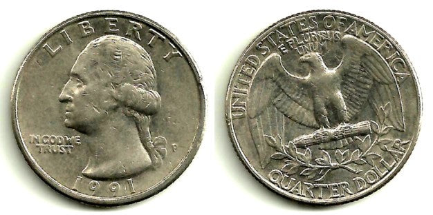 (A164a) Estados Unidos de América. 1991(P). Quarter Dollar (BC+)