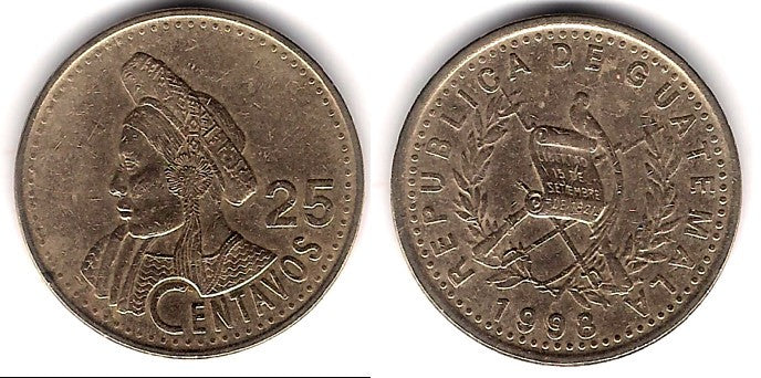 (278.5) Guatemala. 2000. 25 Centavos (BC+)