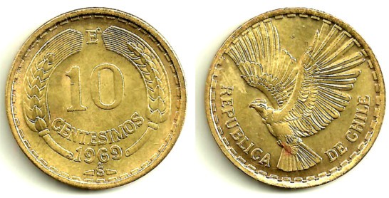 (191) Chile. 1969. 10 Centesimos (EBC)