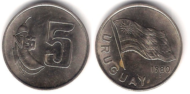 (75) Uruguay. 1980. 5 Nuevos Pesos (MBC)
