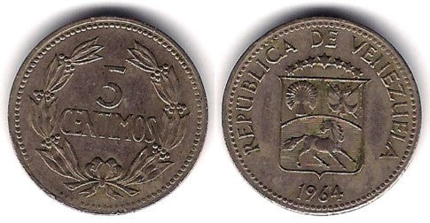 (Y382) Venezuela. 1964. 5 Céntimos (EBC)