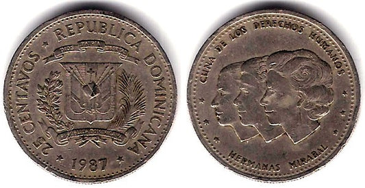 (61.2) República Dominicana. 1987. 25 Centavos (MBC-)