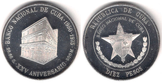 (37) Cuiba. 1975. 10 Pesos (Proof) (Plata)
