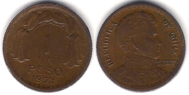 (179) Chile. 1953. 1 Peso (MBC+)