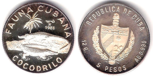 (74) Cuba. 1981. 5 Pesos (Proof) (Plata)