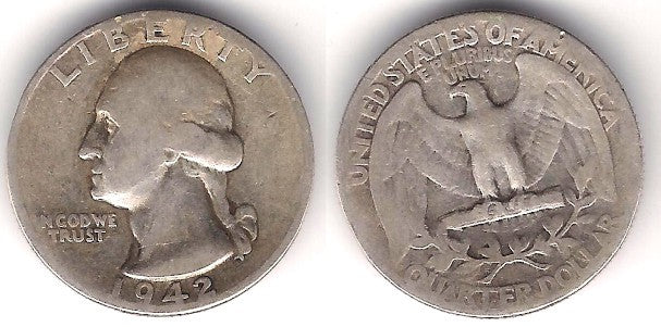 (164) Estados Unidos de América. 1942. Quarter Dollar (BC) (Plata)