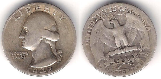 (164) Estados Unidos de América. 1942. Quarter Dollar (BC) (Plata)