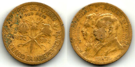 (521.1) Brasil. 1922. 500 Reis (BC)