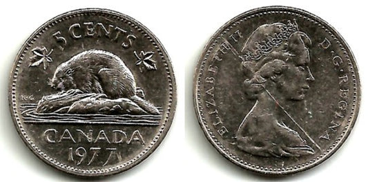 (60.1) Canadá. 1977. 5 Cents (MBC)