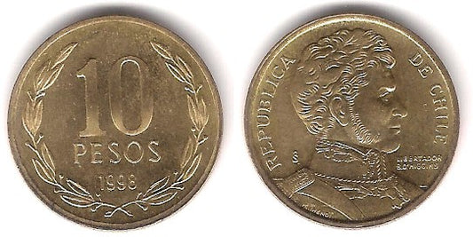 (228.2) Chile. 1998. 10 Pesos (EBC+)