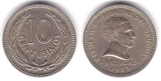 (35) Uruguay. 1953. 10 Centesimos (MBC)