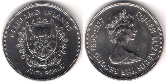 (10) Islas Malvinas. 1977. 50 Pence (SC)