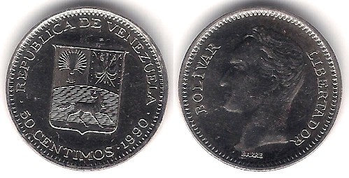 (Y41a) Venezuela. 1990. 50 Céntimos (SC)