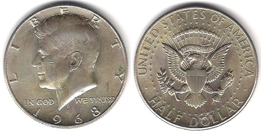 (202a) Estados Unidos de América. 1968(D). Half Dollar (MBC+) (Plata)
