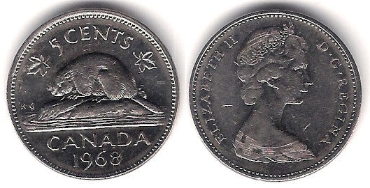 (60.1) Canadá. 1968. 5 Cents (MBC)