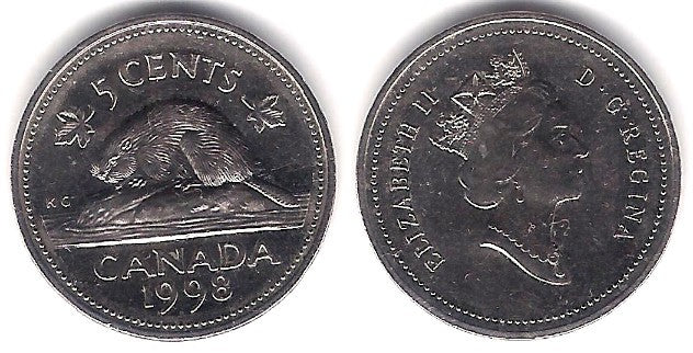 (182) Canadá. 1998. 5 Cents (MBC+)