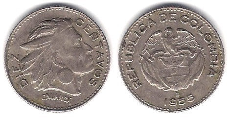 (212.2) Colombia. 1955. 10 Centavos (MBC)