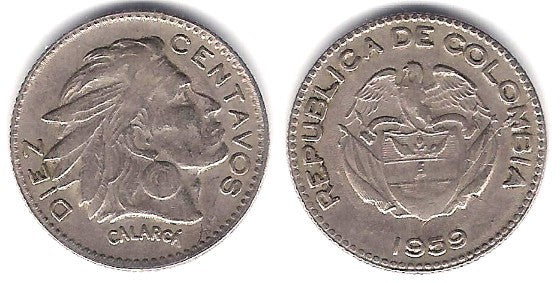 (212.2) Colombia. 1959. 10 Centavos (MBC)