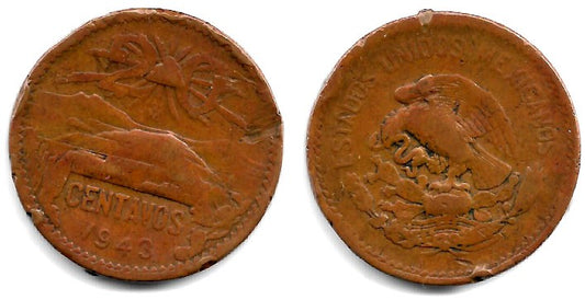 (438) Estados Unidos Mexicanos. 1943. 20 Centavos (BC-)