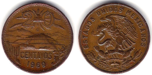 (440) Estados Unidos Mexicanos. 1969. 20 Centavos (BC+)
