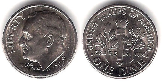 (195a) Estados Unidos de América. 1996(D). 1 Dime (SC)