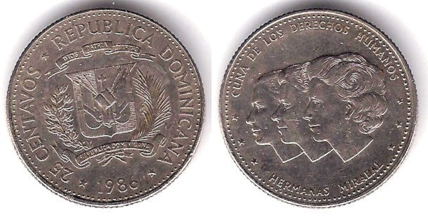 (61.2) República Dominicana. 1986. 25 Centavos (MBC-)