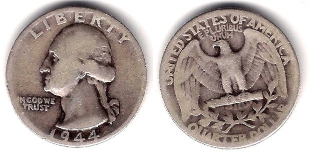 (164) Estados Unidos de América. 1944. Quarter Dollar (BC) (Plata)