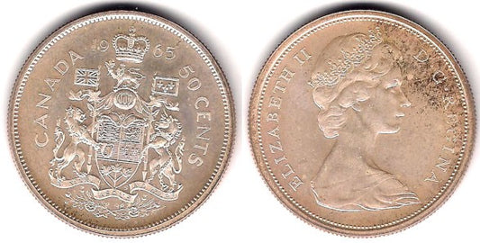 (63) Canadá. 1965. 50 Cents (EBC+) (Plata)