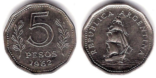 (59) Argentina. 1962. 5 Pesos (MBC)