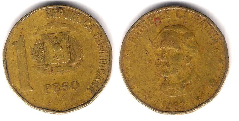 (80.2) República Dominicana. 1992. 1 Peso (RC+)