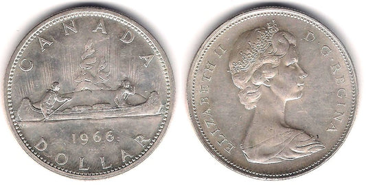 (64.1) Canadá. 1966. 1 Dollar (EBC) (Plata)