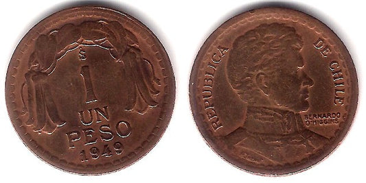 (179) Chile. 1949. 1 Peso (MBC+)
