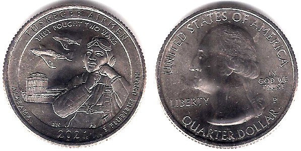 Estados Unidos de América. 2021(P). Quarter Dollar (SC) Tuskegee Airmen