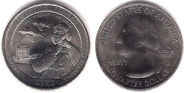 Estados Unidos de América. 2021(D). Quarter Dollar (SC) Tuskegee Airmen