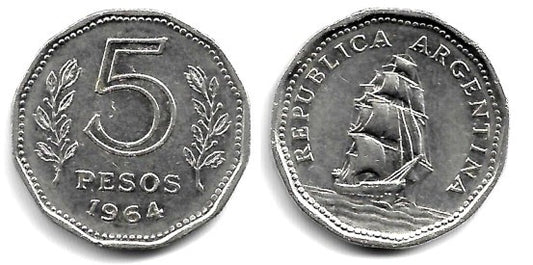 (59) Argentina. 1964. 5 Pesos (MBC-)