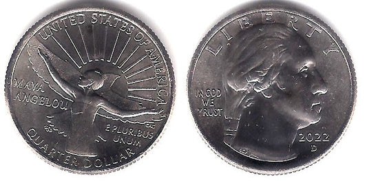 Estados Unidos de América. 2022(D). Quarter Dollar (SC) Maya Angelou