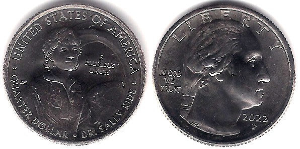 Estados Unidos de América. 2022(P). Quarter Dollar (SC) Sally Ride