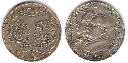(523) Brasil. 1922. 2000 Reis (MBC+) (Plata)