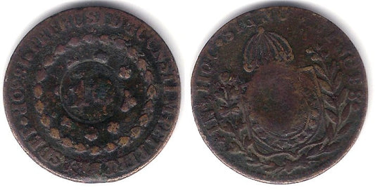 (420.1) Brasil. 1835. 10 Reis (MBC-) Contramarca