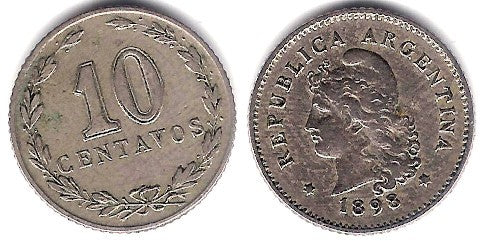 (35) Argentina. 1898. 10 Centavos (MBC)