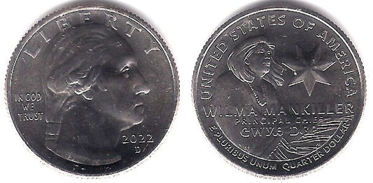 Estados Unidos de América. 2022(D). Quarter Dollar (SC) Wilma Mankiller