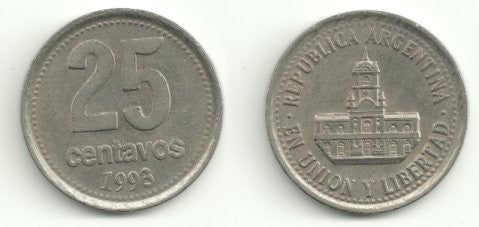 (110a) Argentina. 1993. 25 Centavos (MBC)