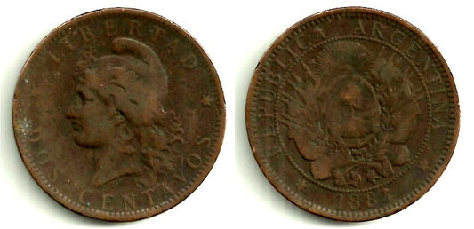 Argentina. 1884. 2 Centavos (BC)