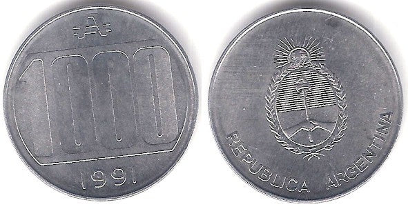 (105) Argentina. 1991. 1000 Australes (EBC)