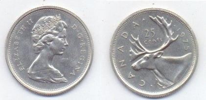(62) Canadá. 1975. 25 Cents (SC)