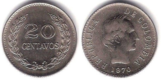 (237) Colombia. 1970. 20 Centavos (EBC+)