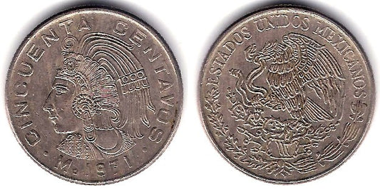 (452) Estados Unidos Mexicanos. 1971. 50 Centavos (MBC)