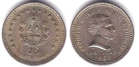 (40) Uruguay. 1960. 25 Centesimos (EBC)